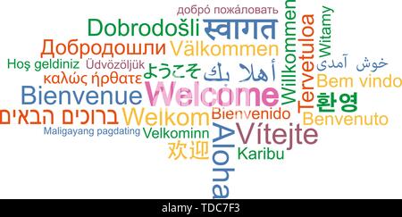 Nuage de mots de bienvenue dans de nombreuses langues différentes vector illustration Illustration de Vecteur