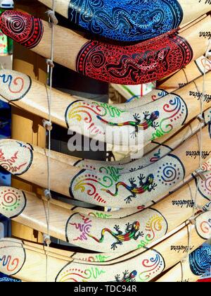 De l'extérieur en bois boomerangs Macro Banque D'Images