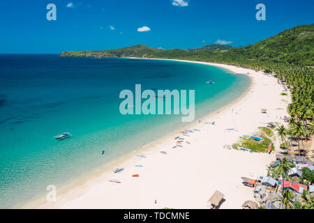 Vue aérienne de Nacpan beach sur Palawan, Philippines Banque D'Images