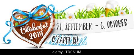 Oktoberfest 2019 bannière (date de l'événement festival allemand) Illustration de Vecteur