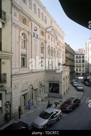 FACHADA DEL ANTIGUO TEATRO DE LA PRINCESA CONVERTIDO EN CENTRO DRAMATICO NACIONAL 1884/85. Auteur : ORTIZ VILLAJOS AGUSTIN. Lieu : Théâtre MARIA GUERRERO. L'ESPAGNE. Banque D'Images