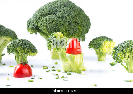 Chou-fleur, brocoli nom scientifique, également connu sous le nom de bleu de moutarde, le Brocoli, brocoli fleur. Banque D'Images