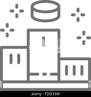 Socle avec les gagnants, l'icône de la ligne de scène podium. Illustration de Vecteur