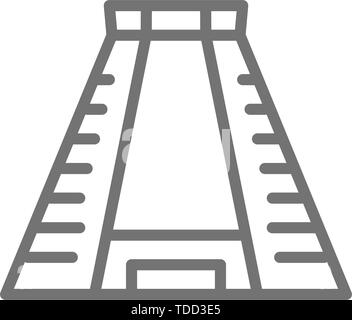 Chichen Itza, ancienne icône ligne pyramide maya. Illustration de Vecteur