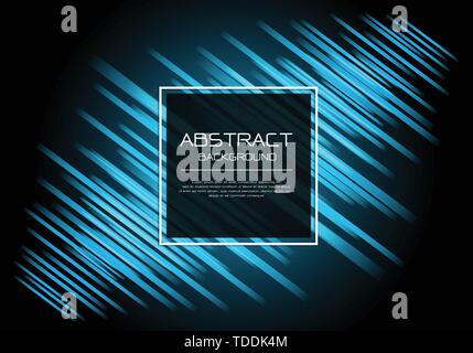 Abstract vector bleu de luxe de vitesse de ligne sur noir avec cadre blanc bannière carrée design template background illustration moderne. Illustration de Vecteur
