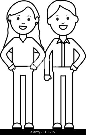 Jeune couple vecteur illustration design personnages avatars Illustration de Vecteur