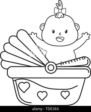 Mignon bébé douche bébé avec éléments babycare cartoon vector illustration graphic design Illustration de Vecteur