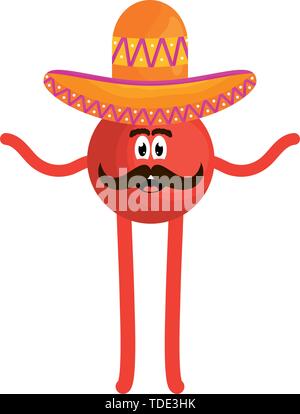 Chapeau mexicain avec caractère emoji vecteur illustration design Illustration de Vecteur