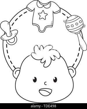 Mignon bébé douche bébé avec éléments babycare cartoon vector illustration graphic design Illustration de Vecteur