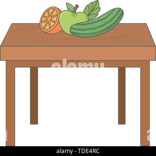 De délicieux repas sain mélange de fruits sur la table en bois cartoon vector illustration graphic design Illustration de Vecteur