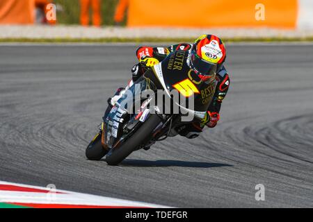 Barcelone, Espagne. 15 Juin, 2019. MASIA JAUME (5) de l'Espagne et du capital au cours de la Dubaï Bester MOTO 3 libres 3 du Circuit Grand Prix à Ctalunya de Barcelona racetrack dans Montmelo, Espagne le 15 juin 2019 (Photo : Alvaro Sanchez) Cordon Cordon Crédit : Presse Presse/Alamy Live News Banque D'Images