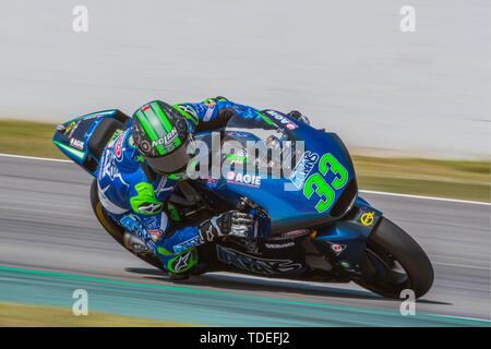 Barcelone, Espagne. 15 Juin, 2019. ENEA BASTIANINI (33) de l'Italie et Italtrans Racing Team lors de la moto 2 libres 3 du Circuit Grand Prix à Ctalunya de Barcelona racetrack dans Montmelo, Espagne le 15 juin 2019 (Photo : Alvaro Sanchez) Credit : CORDON PRESS/Alamy Live News Crédit : CORDON PRESS/Alamy Live News Banque D'Images