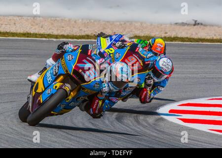 Barcelone, Espagne. 15 Juin, 2019. ALEX MARQUEZ (73) de l'Espagne et par exemple 0, 0 Marc VDS et XAVI VIERGE (97) de l'Espagne et par exemple 0, 0 Marc VDS durant la moto 2 libres 3 du Circuit Grand Prix à Ctalunya de Barcelona racetrack dans Montmelo, Espagne le 15 juin 2019 (Photo : Alvaro Sanchez) Credit : CORDON PRESS/Alamy Live News Crédit : CORDON PRESS/Alamy Live News Banque D'Images