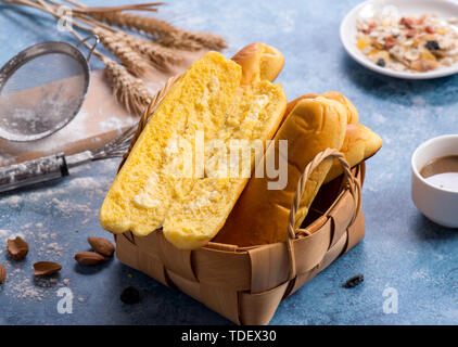 Pain à la crème, beurre, pain, pâtes à la crème, West Point. Banque D'Images