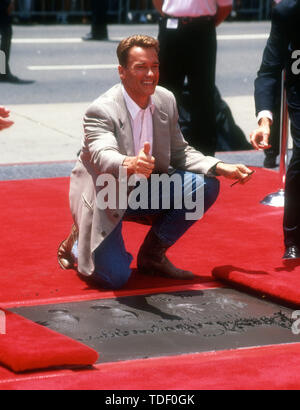 Hollywood, Californie, USA 14 juillet 1994 acteur Arnold Schwarzenegger Arnold Schwarzenegger et assiste à la cérémonie des empreintes le 14 juillet 1994 au Mann Chinese Theatre à Hollywood, Californie, USA. Photo de Barry King/Alamy Stock Photo Banque D'Images