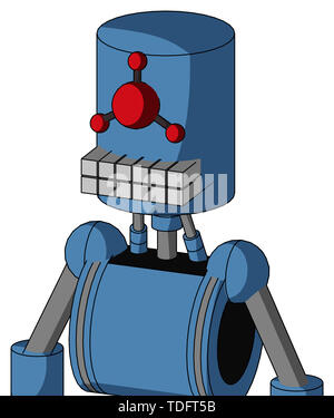 Bleu style portrait robot avec culasse et clavier bouche et cyclops yeux composés . Banque D'Images