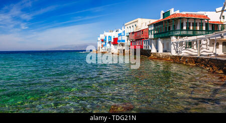 La petite Venise sur l'île de Mykonos, Grèce Banque D'Images