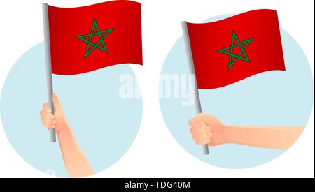 Maroc drapeau dans la main. Contexte patriotique. Drapeau national du Maroc vector illustration Illustration de Vecteur