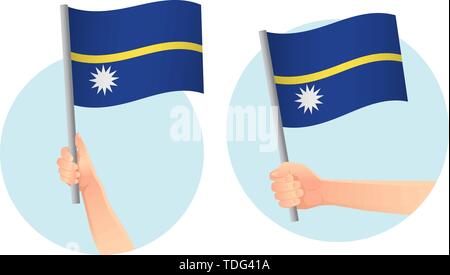 Nauru drapeau dans la main. Contexte patriotique. Drapeau national de Nauru vector illustration Illustration de Vecteur