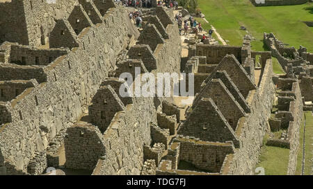 Gros plan des ruines de la célèbre pérou inca perdue de Machu Picchu Banque D'Images