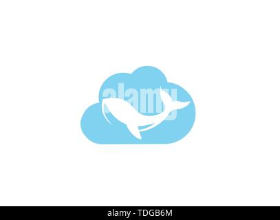 Un rorqual à bosse baleine géante de l'océan pour logo design illustration dans une icône de forme de nuage Illustration de Vecteur