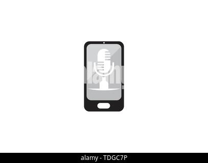 Microphone et haut-parleur pour logo design illustration dans une icône de forme smartphone Illustration de Vecteur