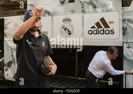 Madrid, Espagne. 15 Juin, 2019. Sergio Llull lors de la victoire sur le Real Madrid FC Barcelona 87 - 67 (Lassa) en Liga Endesa finale de la série éliminatoire (jeu 1) a célébré à Madrid (Espagne) à Wizink Centre. Au 16 juin 2019. Credit : Juan Carlos García Mate/Pacific Press/Alamy Live News Banque D'Images