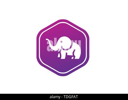 L'éléphant mignon avec le flexible de cornes et vecteur conception de logo en forme Illustration de Vecteur
