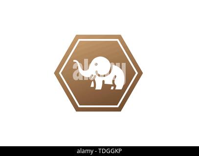 L'éléphant mignon avec flexible le long et des cornes en forme de conception de logo Illustration de Vecteur