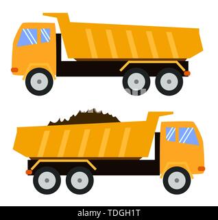Camion benne basculante. Dump Truck. Style cartoon, illustration enfantine, jouet Illustration de Vecteur