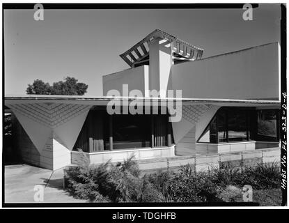 Côté nord-ouest - Florida Southern College, E. T. Roux Bibliothèque, McDonald et Johnson Avenues, Lakeland, Polk County, FL Banque D'Images