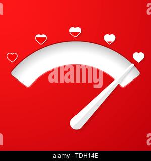 Love Meter. Carte de saint Valentin dans l'élément style plat simple. Vector illustration. Illustration de Vecteur