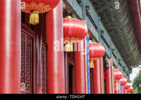 Barrière rouge de Dai Temple, Tai'an, Shandong Province Banque D'Images