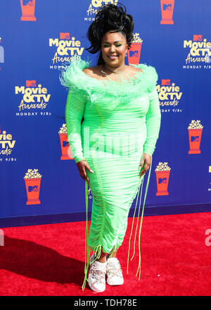 Lizzo Singer arrive à la 2019 MTV Film et TV Prix tenue au Barker Hangar sur 15 juin 2019 à Santa Monica, Los Angeles, Californie, USA. (Photo par Xavier Collin/Image Press Office) Banque D'Images