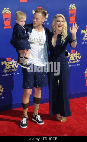 Los Angeles, USA. 16 juin 2019. Heidi Montag, Spencer Pratt et Gunner assister à la 2019 MTV Movie & TV Awards au Barker Hangar à Los Angeles, USA, le 15 juin 2019. | conditions dans le monde entier : dpa Crédit photo alliance/Alamy Live News Banque D'Images