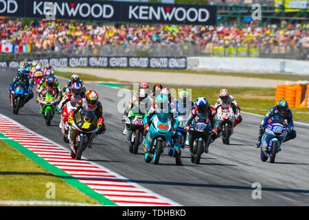 Barcelone, Espagne. 16 juin 2019. MOTO 3 coureurs pendant la course 3 course de la Catalunya Grand Prix au circuit de course de Barcelone, Espagne Montmelo le 16 juin 2019 (Photo : Alvaro Sanchez) Cordon Press Banque D'Images