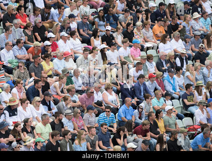 Stuttgart, Allemagne. 16 Juin, 2019. Tennis : ATP-Tour - Stuttgart, individu, hommes, finale : Auger-Aliassime (Canada) - Berrettini (Italie). Les spectateurs suivent le match. Credit : Silas Stein/dpa/Alamy Live News Banque D'Images