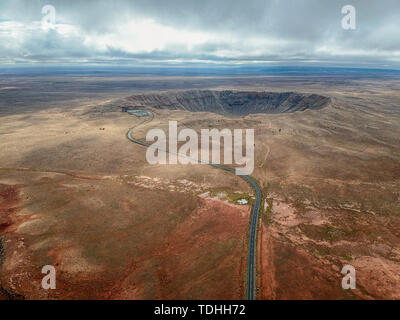 L'angle de l'antenne haute Meteor Crater, en Arizona. Banque D'Images