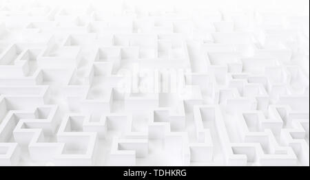 Illustration d'un vaste labyrinthe labyrinthe ou blanc.le rendu 3d. Banque D'Images