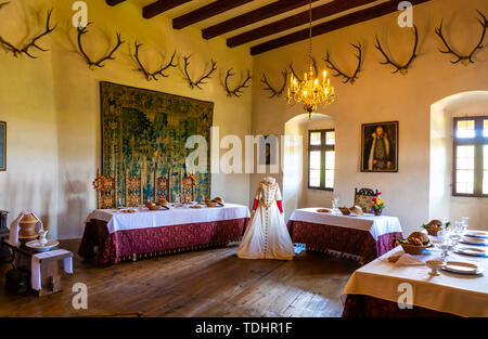 Pernstajn, République tchèque - 3.05.2019 : l'intérieur de République tchèque Château Pernstejn, château près de Brno en Moravie, République Tchèque Banque D'Images