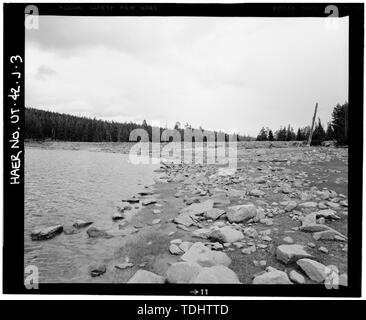 Vue générale du barrage, montrant face amont, à l'Est - haute montagne barrages dans l'unité de Upalco, Barrage du Lac du rein, Ashley National Forest, 4,7 milles au nord de mineurs Gulch, Mountain Home, Camping Duchesne Comté, UT ; Farnsworth Canal et Reservoir Company Banque D'Images