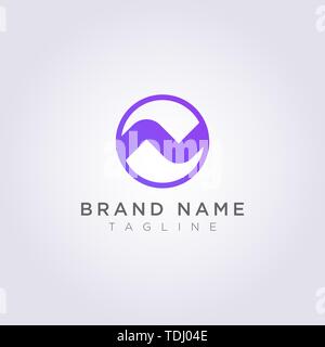 Logo Design Icon la lettre N'est combiné avec un cercle. Illustration de Vecteur