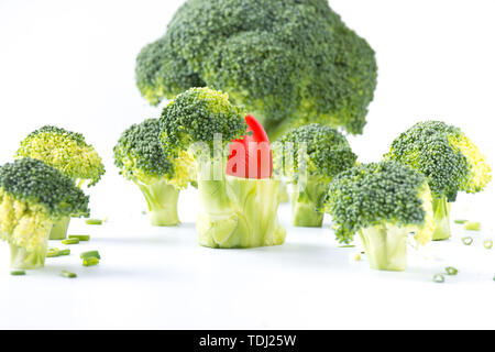 Chou-fleur, brocoli nom scientifique, également connu sous le nom de bleu de moutarde, le Brocoli, brocoli fleur. Banque D'Images