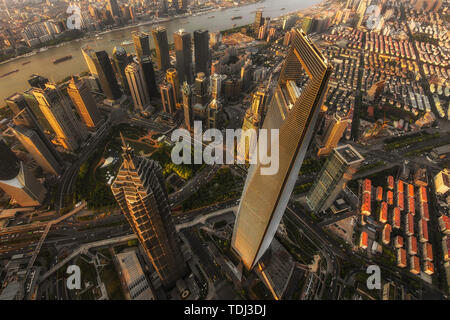 Vue aérienne du bâtiment Jinmao de Shanghai Shanghai Centre financier mondial Banque D'Images