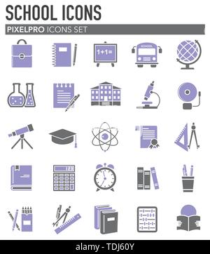 Les icônes de l'école situé sur arrière-plan de conception graphique et web. Simple illustration. Concept Internet symbole de bouton site web ou application mobile. Illustration de Vecteur