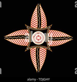 Résumé fleurs symétriques. Style d'art autochtone. Modèle pour votre conception. Imprimé graphique. L'élément de conception. Vector illustration couleur isolé. Illustration de Vecteur