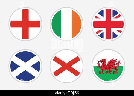 Drapeaux nationaux du Royaume-Uni, vector Set sur fond blanc Illustration de Vecteur