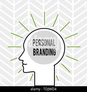 Texte de l'écriture l'écriture de marque personnelle. Photo conceptuelle pratique de marketing Les gens eux-mêmes droit que les marques Silhouette Contour tête humaine sur Banque D'Images