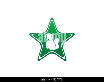 À côté d'un chien chat Pet friendly family logo design illustration dans une icône de forme Illustration de Vecteur