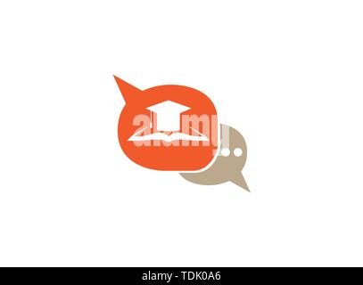 Graduation Hat sur documents réserver pour logo design illustration dans une icône de chat Illustration de Vecteur